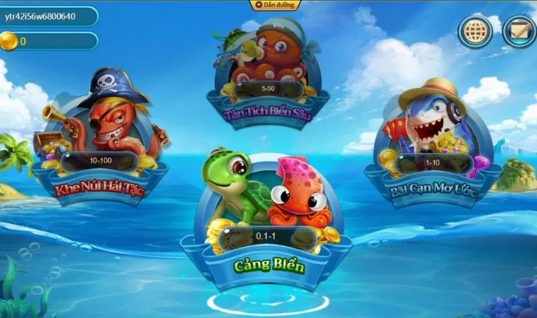 Chinh Phục Bắn Cá Vua Hải Tặc SODO Trở Thành Tay Săn Cừ Khôi 2 Các phòng chơi trong game Bắn Cá Vua Hải Tặc SODO
