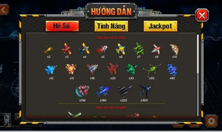 Làm Chủ Bắn Cá Đại Chiến B52 SODO Rinh Thưởng Jackpot Cực Lớn 2 Các loại máy bay trong Bắn Cá Đại Chiến B52 SODO