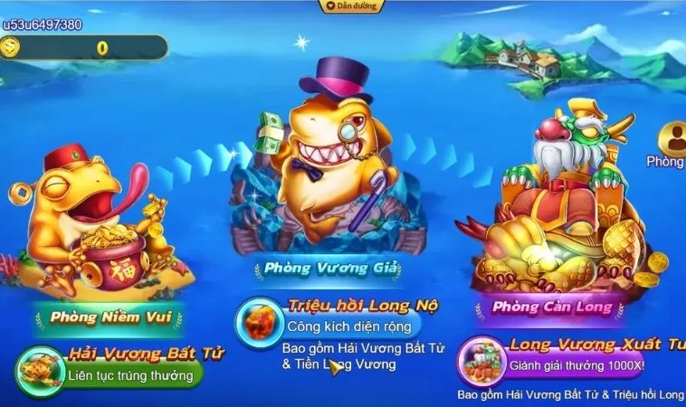 Chinh Phục Đại Dương Royal Fishing SODO Rinh Thưởng Khủng Ngay 2 Các phòng chơi trong game bắn cá Royal Fishing SODO